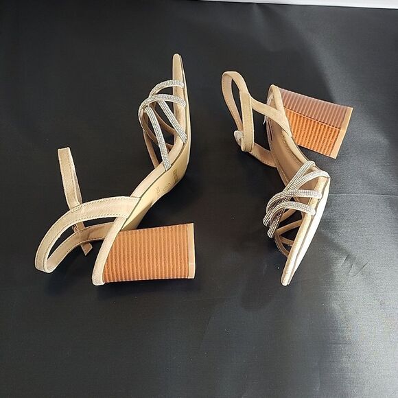 BRAND NEW GLAZE WOMEN’S BLOCK-HEEL RHINESTONES CRISS-CROSS STRAP SANDAL - Picture 12 of 16